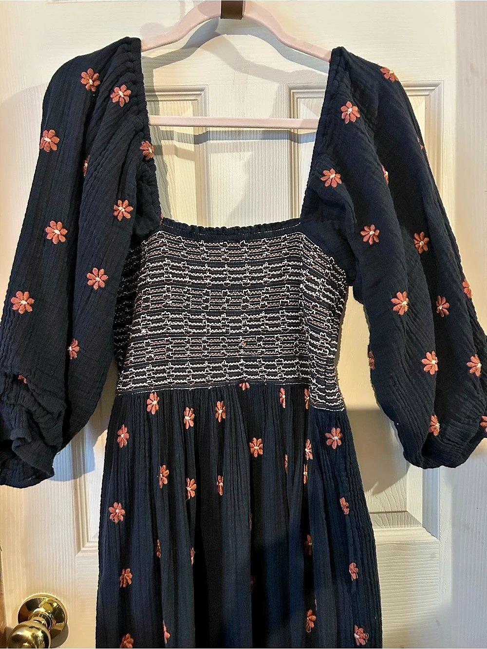 Free People Dahlia Embroidered Maxi Dress Floral Maxi Dress in Black